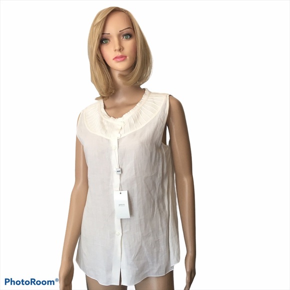 NWT Armani collezioni ivory/sleeveless top size 10 - Picture 8 of 15